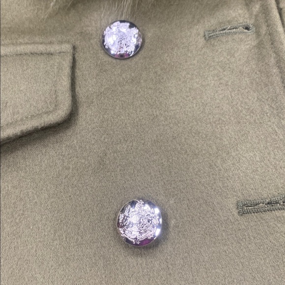 Olive Green Faux Fur Collar suede jacket - Picture 3 of 7